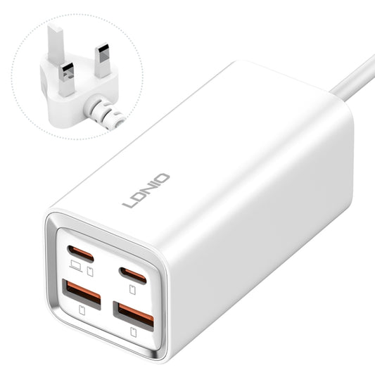 LDNIO A4610C PD65W Dual USB-C / Type-C + Dual USB Fast Charger, Cable Length: 1.5m, Plug Type:UK Plug(White) - USB Charger by LDNIO | Online Shopping UK | buy2fix