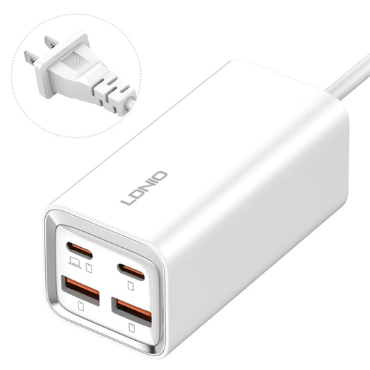 LDNIO A4610C PD65W Dual USB-C / Type-C + Dual USB Fast Charger, Cable Length: 1.5m, Plug Type:US Plug(White) - USB Charger by LDNIO | Online Shopping UK | buy2fix