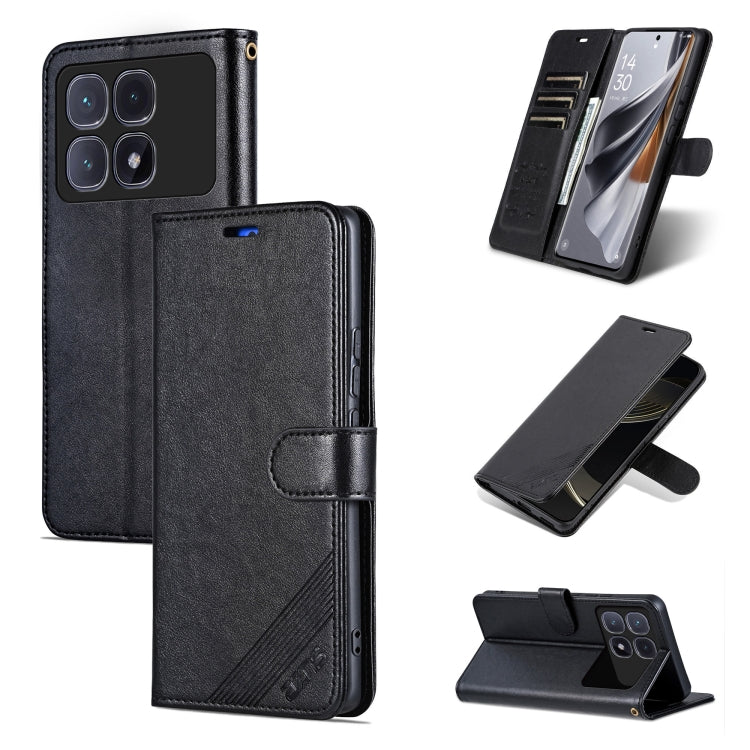 For Redmi K70 Ultra AZNS Sheepskin Texture Flip Leather Phone Case(Black) - Xiaomi Cases by AZNS | Online Shopping UK | buy2fix