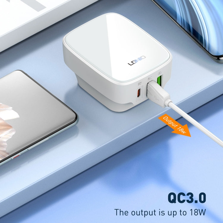 LDNIO Q334 32W Type-C + Dual USB Port Charger with 1m USB-C / Type-C Data Cable, Plug Type:EU Plug(White) - USB Charger by LDNIO | Online Shopping UK | buy2fix