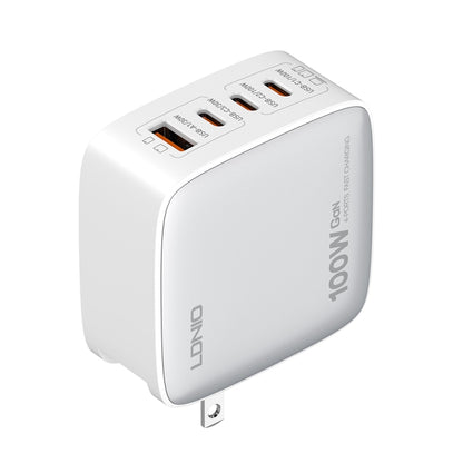 LDNIO Q408 100W GaN USB+3 USB-C / Type-C Interface Charger with 1m 100W USB-C / Type-C to USB-C / Type-C Data Cable, Plug Type:US Plug(White) - USB Charger by LDNIO | Online Shopping UK | buy2fix