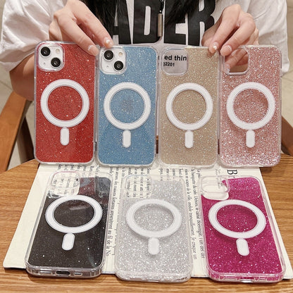 For iPhone 16 Acrylic Transparent Glitter MagSafe Phone Case(Silver) - iPhone 16 Cases by buy2fix | Online Shopping UK | buy2fix