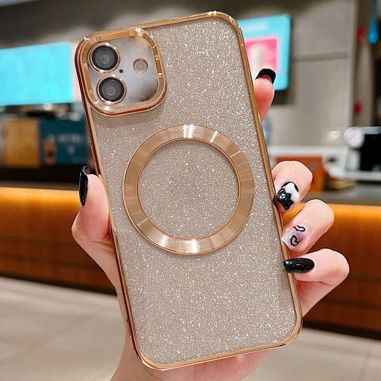 For iPhone 16 Electroplating Pure Color Glitter Powder MagSafe Phone Case(Gold) - iPhone 16 Cases by buy2fix | Online Shopping UK | buy2fix