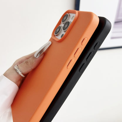 For iPhone 16 Leather Texture TPU Full Coverage Phone Case(Orange) - iPhone 16 Cases by buy2fix | Online Shopping UK | buy2fix