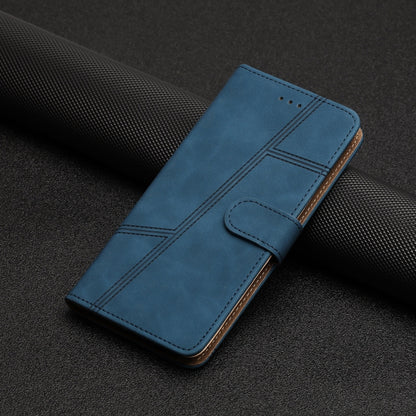 For iPhone 16 Skin-feel Stitching Leather Phone Case(Blue) - iPhone 16 Cases by buy2fix | Online Shopping UK | buy2fix