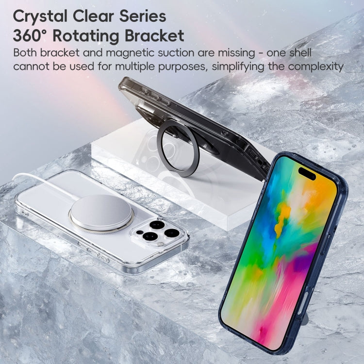 For iPhone 16 Pro Crystal Clear MagSafe Magnetic Holder Phone Case(Transparent Titanium Blue) - iPhone 16 Pro Cases by buy2fix | Online Shopping UK | buy2fix