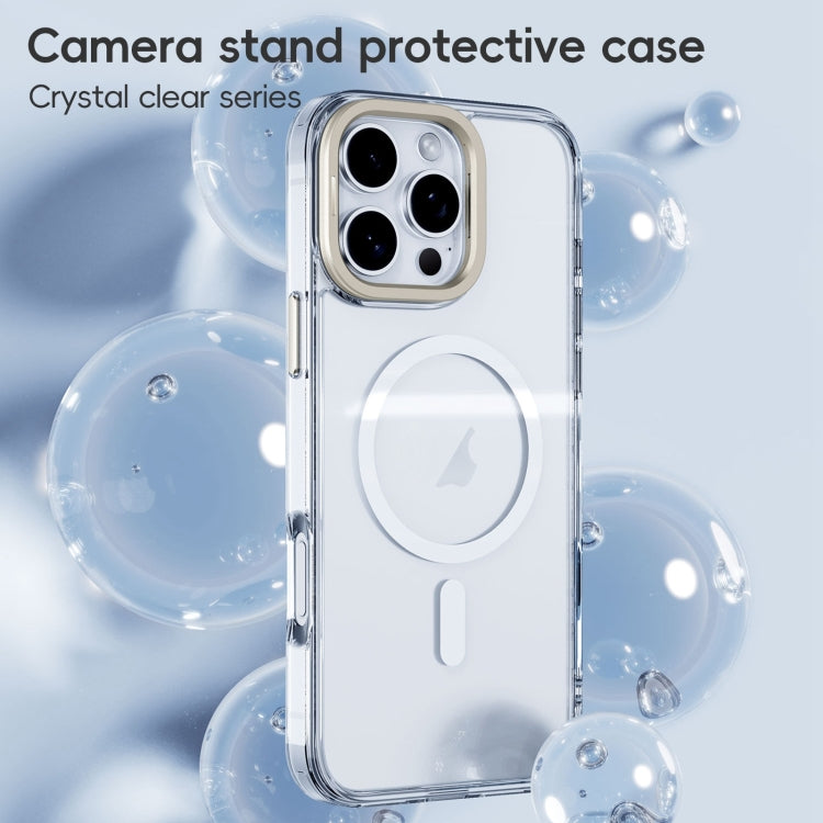 For iPhone 16 Pro Mirror Crystal Clear Lens Holder MagSafe Magnetic Phone Case(Transparent Grey) - iPhone 16 Pro Cases by buy2fix | Online Shopping UK | buy2fix