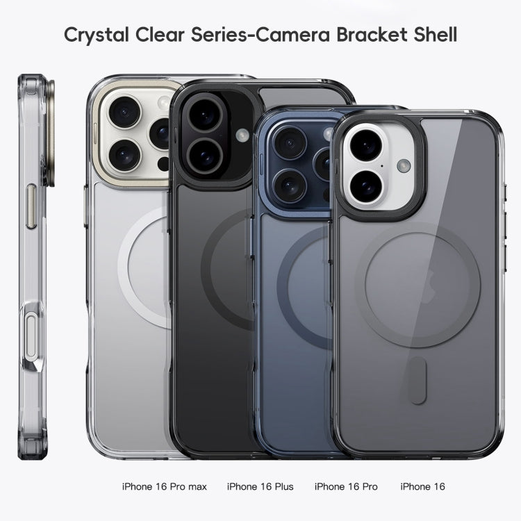 For iPhone 16 Pro Mirror Crystal Clear Lens Holder MagSafe Magnetic Phone Case(Transparent Grey) - iPhone 16 Pro Cases by buy2fix | Online Shopping UK | buy2fix