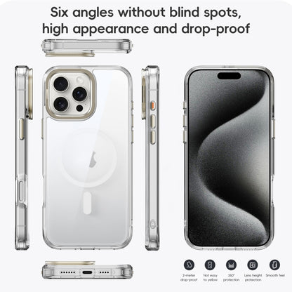 For iPhone 16 Mirror Crystal Clear Lens Holder MagSafe Magnetic Phone Case(Transparent Titanium Blue) - iPhone 16 Cases by buy2fix | Online Shopping UK | buy2fix