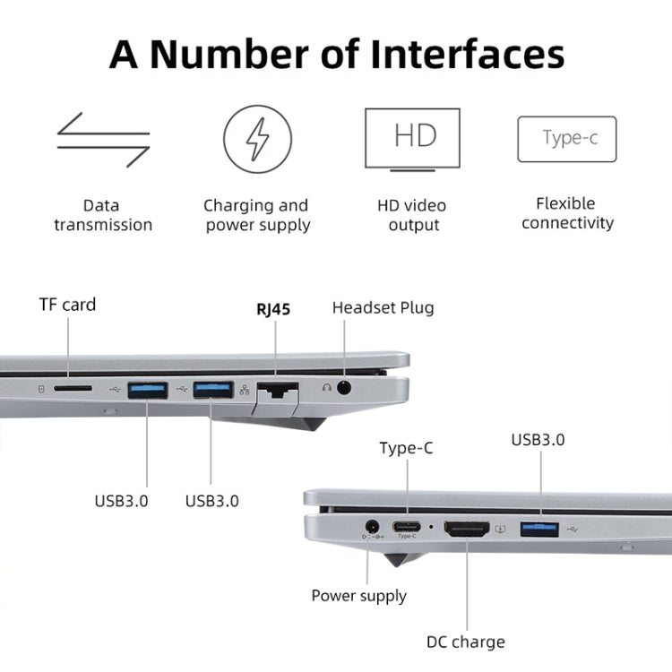 14 inch Windows 11 Laptop, 16GB+256GB, Gen 4th Intel Core i7 CPU, 180 Degree Rotation Axis(Silver) - Others by buy2fix | Online Shopping UK | buy2fix