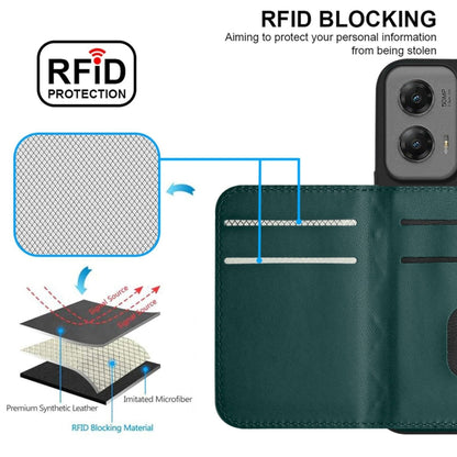 For Motorola Moto G Stylus 5G 2024 Rhombic Texture Card Bag RFID Phone Case with Long Lanyard(Green) - Motorola Cases by buy2fix | Online Shopping UK | buy2fix