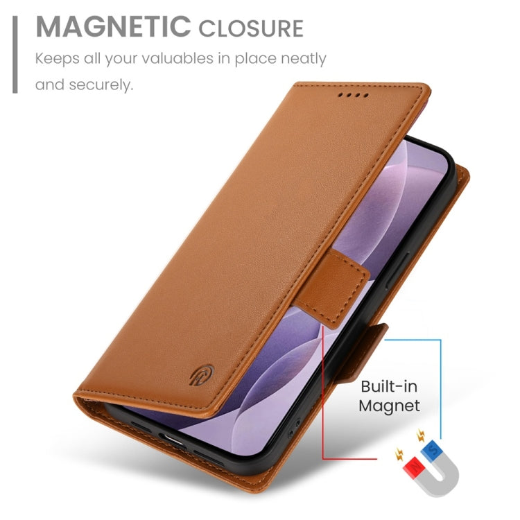 For Redmi K70 Ultra Side Buckle Magnetic Frosted Leather Phone Case(Brown) - Xiaomi Cases by buy2fix | Online Shopping UK | buy2fix