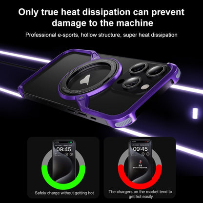 For iPhone 15 Pro Max Frameless Rotation Holder Magsafe Metal Phone Case(Dark Purple) - iPhone 15 Pro Max Cases by buy2fix | Online Shopping UK | buy2fix