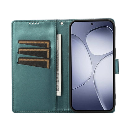 For Redmi K70 Ultra PU Genuine Leather Texture Embossed Line Phone Case(Green) - Xiaomi Cases by buy2fix | Online Shopping UK | buy2fix