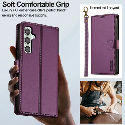 For Samsung Galaxy S24+ 5G LC.IMEEKE L2 Series Detachable Magsafe PU Phone Case with Lanyard(Purple) - Galaxy S24+ 5G Cases by LC.IMEEKE | Online Shopping UK | buy2fix