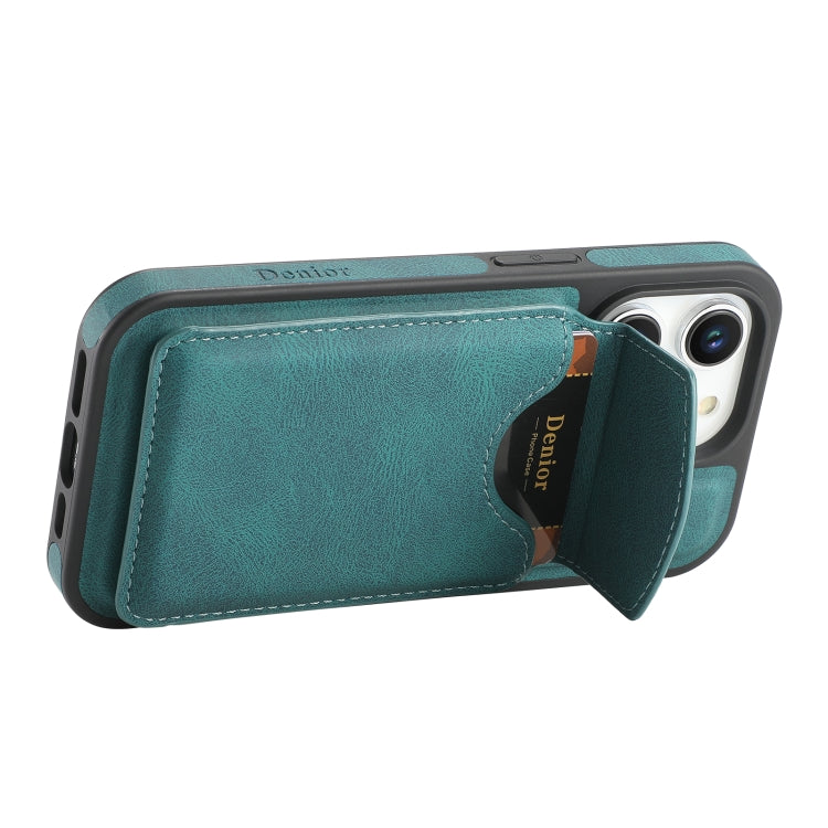 For iPhone 16 Plus Denior D19 Skin Feel MagSafe Detachable Card Slot Phone Case(Blue) - iPhone 16 Plus Cases by Denior | Online Shopping UK | buy2fix