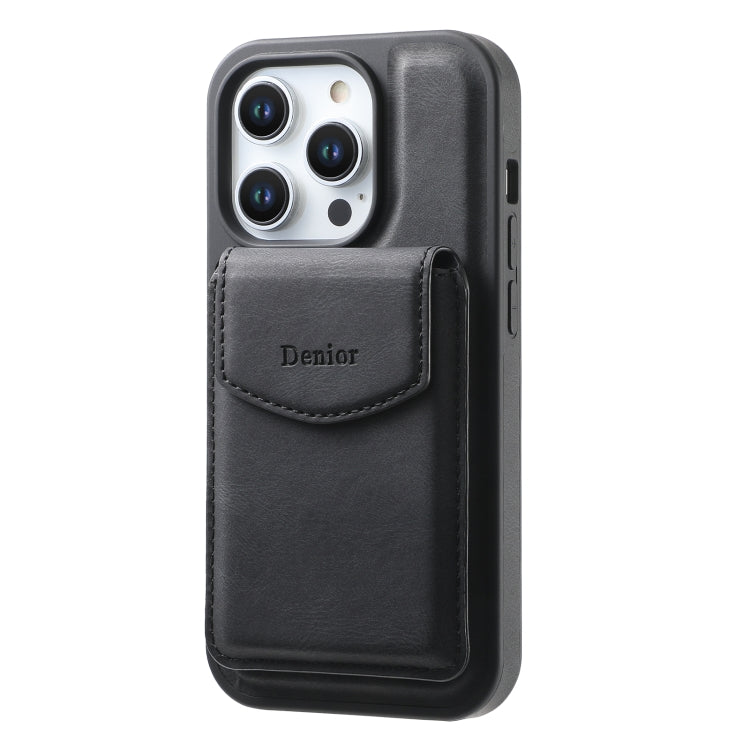 For iPhone 12 / 12 Pro Denior D19 Skin Feel MagSafe Detachable Card Slot Phone Case(Black) - iPhone 12 / 12 Pro Cases by Denior | Online Shopping UK | buy2fix