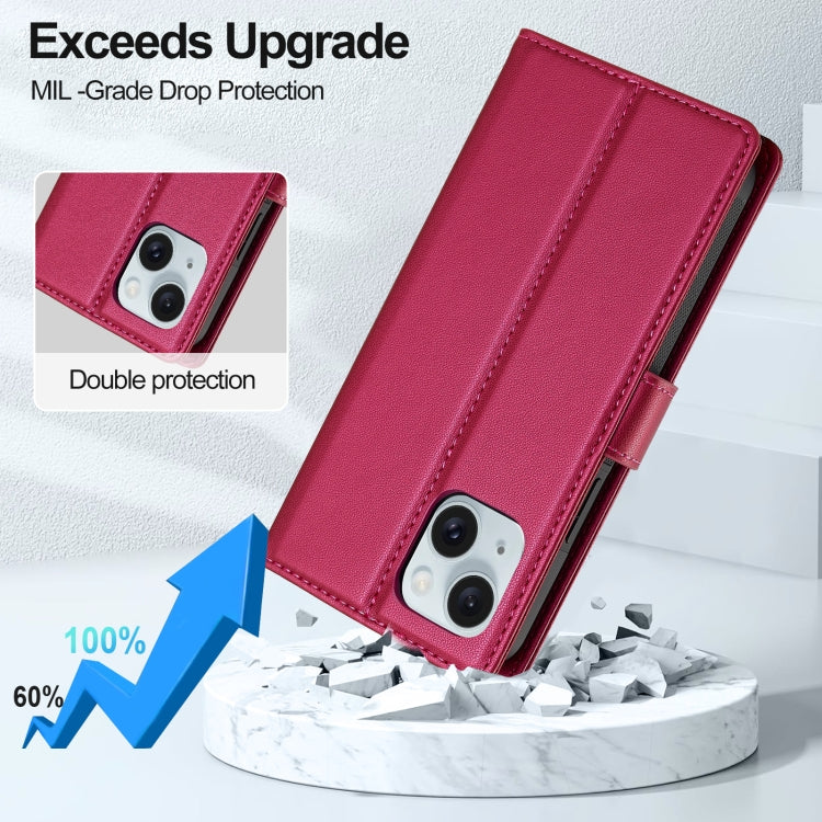 For iPhone 14 LC.IMEEKE L2 Series Detachable Magsafe PU Phone Case with Lanyard(Red) - iPhone 14 Cases by LC.IMEEKE | Online Shopping UK | buy2fix