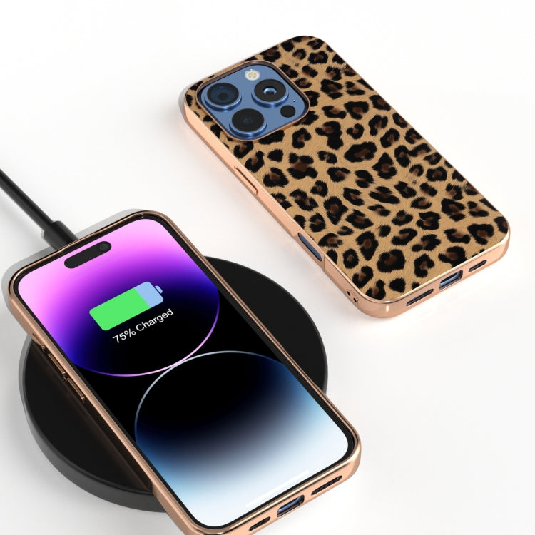 For iPhone 16 Pro Nano Plating Leopard Print Phone Case(Gold) - iPhone 16 Pro Cases by buy2fix | Online Shopping UK | buy2fix