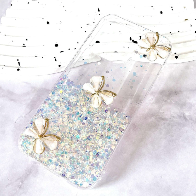 For iPhone 16 Pro Max Luminous Starry Sky Glitter Butterfly TPU Phone Case(White) - iPhone 16 Pro Max Cases by buy2fix | Online Shopping UK | buy2fix