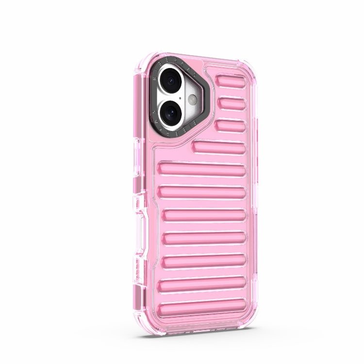 For iPhone 16 High Transparency TPU Hybrid PC Airbag Phone Case(Pink) - iPhone 16 Cases by buy2fix | Online Shopping UK | buy2fix