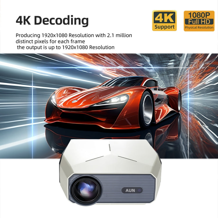 AUN A004 Pro 1920 x 1080P 9000Lumen Android 9.0 Portable LCD Projector, EU Plug(White) - LED Projector by AUN | Online Shopping UK | buy2fix