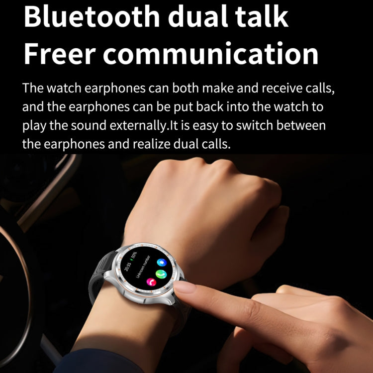 LC19 1.53 inch 2 in 1 Bluetooth Earphone IP67 Waterproof Smart Watch, Support Sleep Monitoring(Black Silver) - Smart Watches by buy2fix | Online Shopping UK | buy2fix