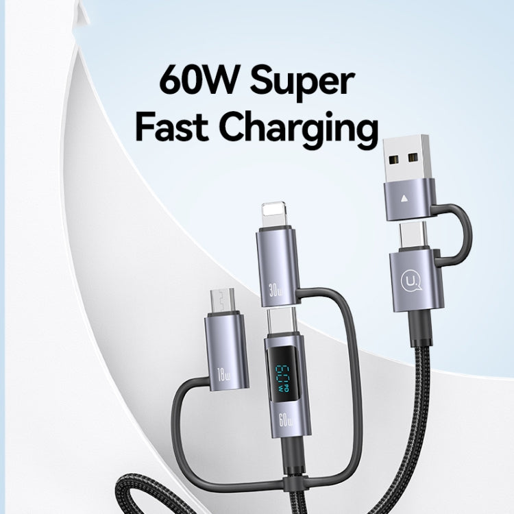 USAMS 60W 6 in 1 Digital Display Fast Charging Cable, Length:2m(Titanium Gray) - Multifunction Cable by USAMS | Online Shopping UK | buy2fix