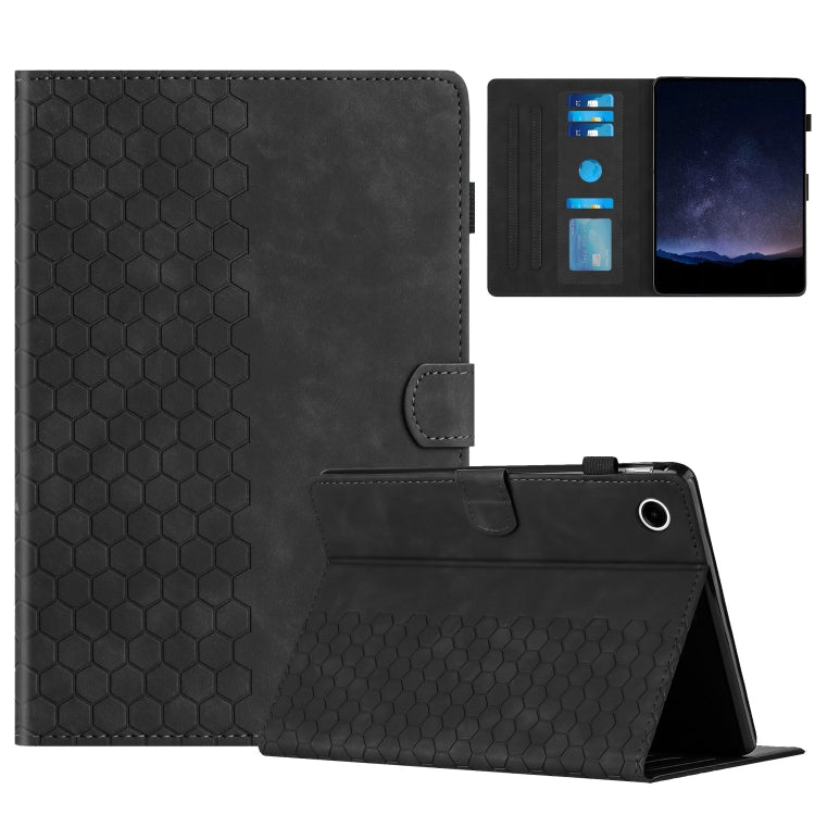 For Samsung Galaxy Tab A9+ Honeycomb Embossed Leather Smart Tablet Case(Black) - Galaxy Tab A9+ by buy2fix | Online Shopping UK | buy2fix