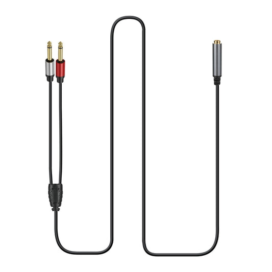 0.3m 6.35mm TRS Stereo Female to 2 x 6.35mm TS Male Mono Audio Adapter Cable(Black) - Video & Audio Cable by buy2fix | Online Shopping UK | buy2fix