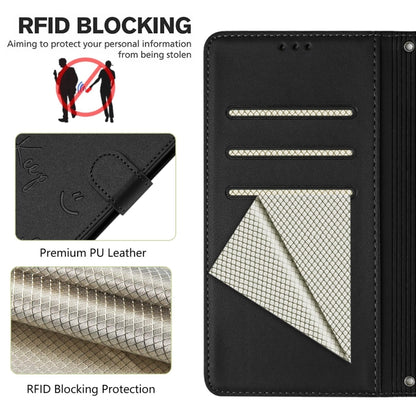 For Motorola Moto G Stylus 5G 2024 Smile Embossing RFID Leather Phone Case(Black) - Motorola Cases by buy2fix | Online Shopping UK | buy2fix