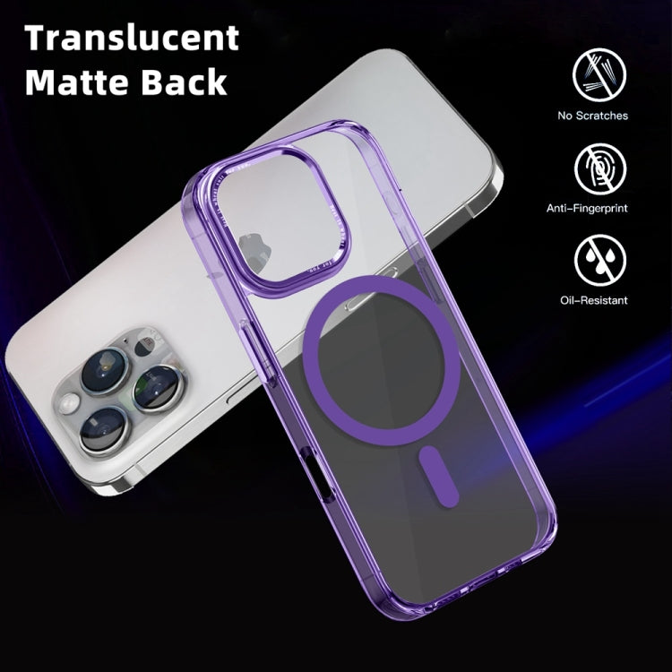 For iPhone 16 Pro Ice Color Magnetic Series Magsafe Magnetic PC Hybrid TPU Phone Case(Purple) - iPhone 16 Pro Cases by buy2fix | Online Shopping UK | buy2fix