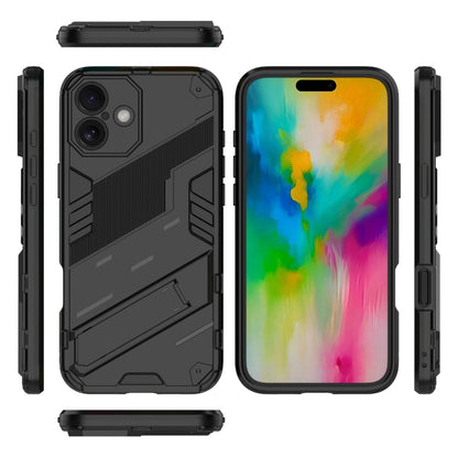 For iPhone 16 Punk Armor 2 in 1 PC + TPU Phone Case with Holder(Black) - iPhone 16 Cases by buy2fix | Online Shopping UK | buy2fix