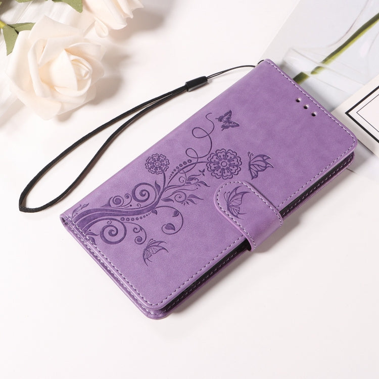 For OnePlus 12 Embossed Butterfly Flowers Leather Phone Case(Purple) - OnePlus Cases by buy2fix | Online Shopping UK | buy2fix