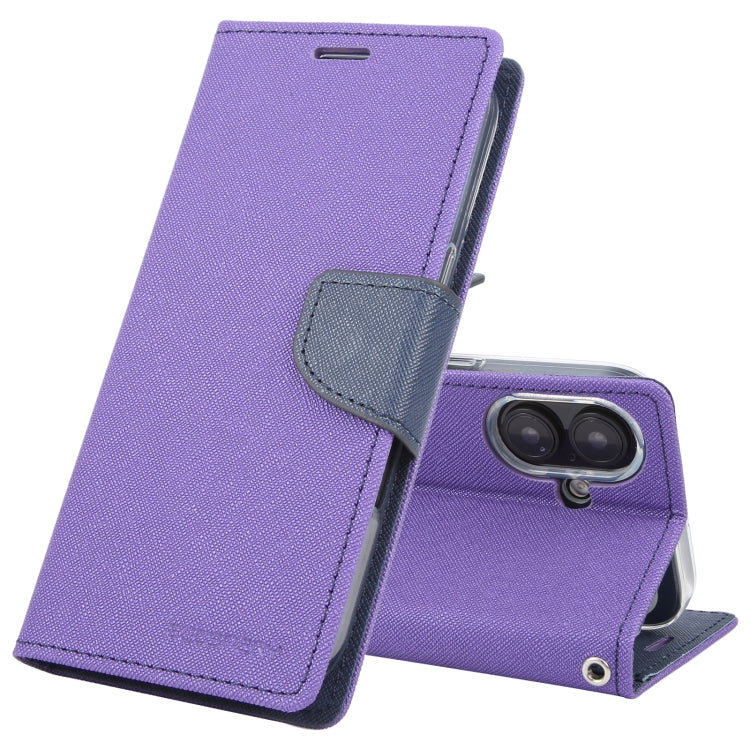 For iPhone 16 GOOSPERY FANCY DIARY Cross Texture Leather Phone Case(Purple) - iPhone 16 Cases by GOOSPERY | Online Shopping UK | buy2fix