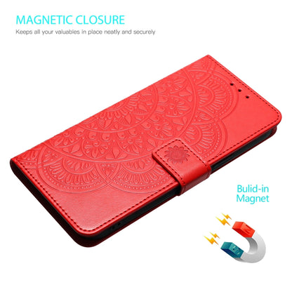 For iPhone 16 Plus Flower Embossed Leather Phone Case(Red) - iPhone 16 Plus Cases by buy2fix | Online Shopping UK | buy2fix