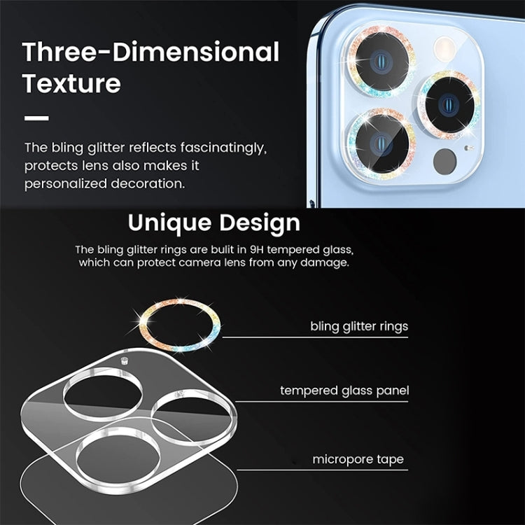 For iPhone 16 / 16 Plus Glitter Ring Tempered Glass Camera Lens Film(Blue) - iPhone 16 Plus Tempered Glass by buy2fix | Online Shopping UK | buy2fix