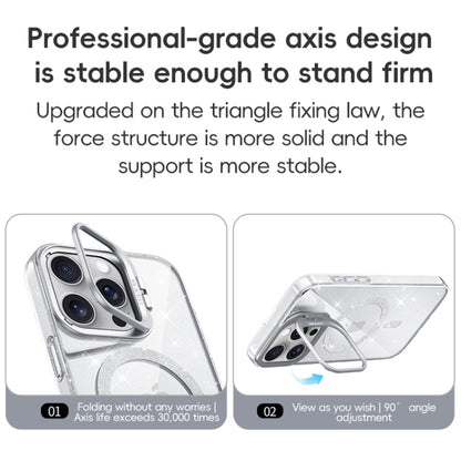 For iPhone 16 Pro Max Shiny Shield MagSafe Lens Holder Phone Case(Silver) - iPhone 16 Pro Max Cases by buy2fix | Online Shopping UK | buy2fix