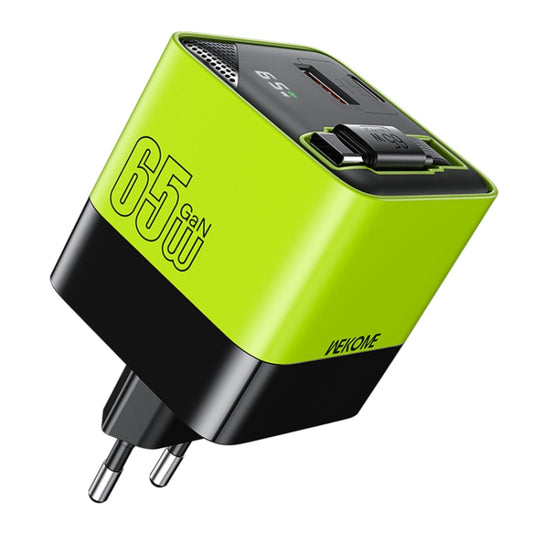 WK WP-U39 65W USB-C / Type-C, USB GaN Fast Charger with 80cm Type-C Cable, Plug Type:EU Plug(Green) - USB Charger by WK | Online Shopping UK | buy2fix