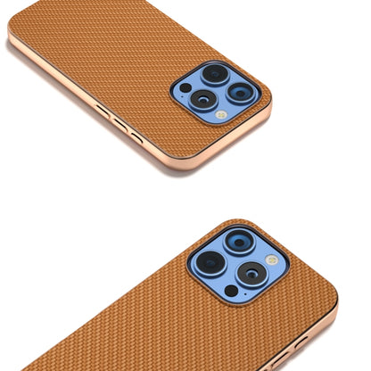 For iPhone 16 Pro Max Nano Electroplating Carbon Fiber Texture Phone Case(Brown) - iPhone 16 Pro Max Cases by buy2fix | Online Shopping UK | buy2fix