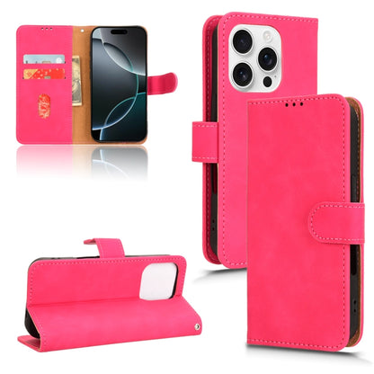 For iPhone 16 Pro Skin Feel Magnetic Flip Leather Phone Case(Rose Red) - iPhone 16 Pro Cases by buy2fix | Online Shopping UK | buy2fix