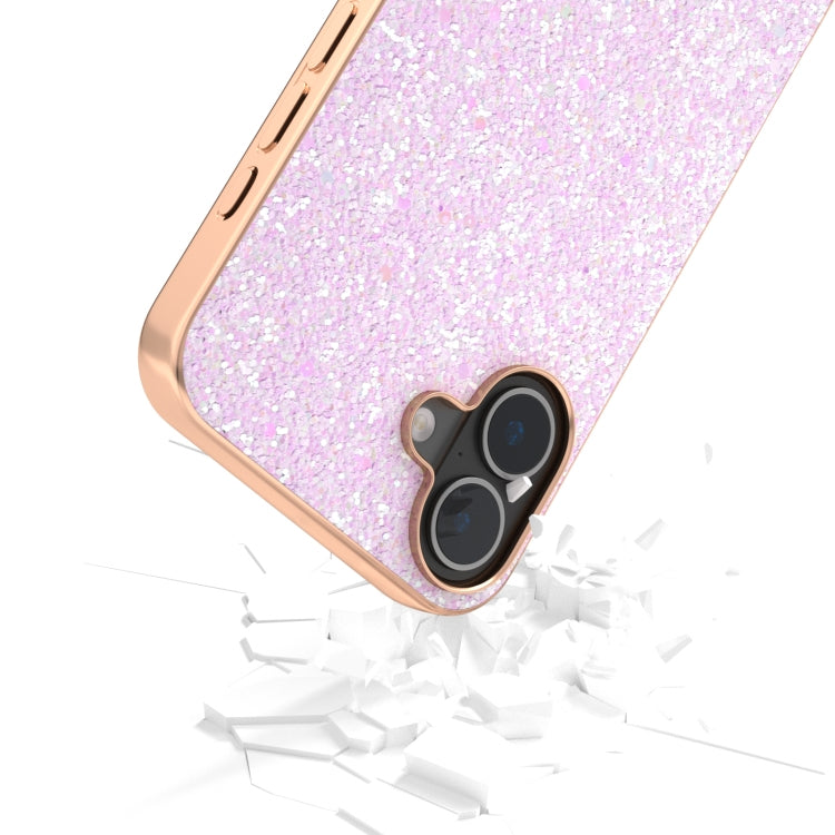 For iPhone 16 Plus Electroplating Frame Colorful Glitter Phone Case(Glitter Pink) - iPhone 16 Plus Cases by buy2fix | Online Shopping UK | buy2fix