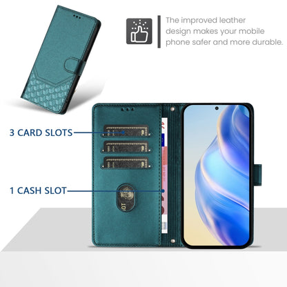 For Sony Xperia 1 VI 2024 Honeycomb Embossing RFID Leather Phone Case(Peacock Green) - Sony Cases by buy2fix | Online Shopping UK | buy2fix