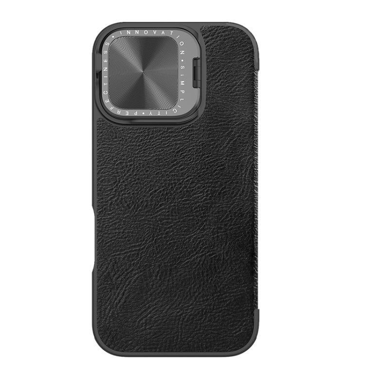 For iPhone 16 NILLKIN Qin Prop Series Flip Camera Cover Design Leather Phone Case(Black) - iPhone 16 Cases by NILLKIN | Online Shopping UK | buy2fix