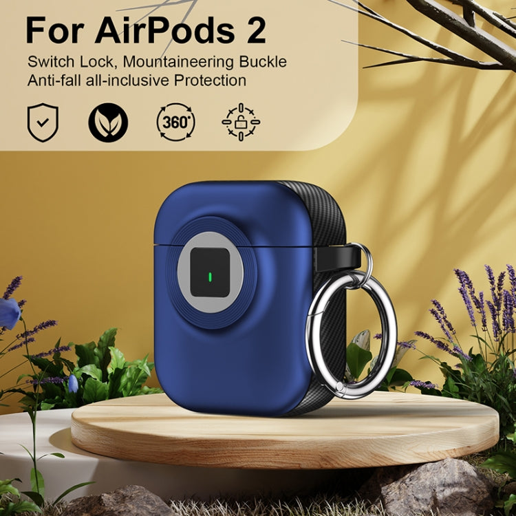 For AirPods 1 / 2 Camera Series PC + TPU Headset Shockproof Carbon Fibre Case(Blue) - For AirPods 1/2 by buy2fix | Online Shopping UK | buy2fix