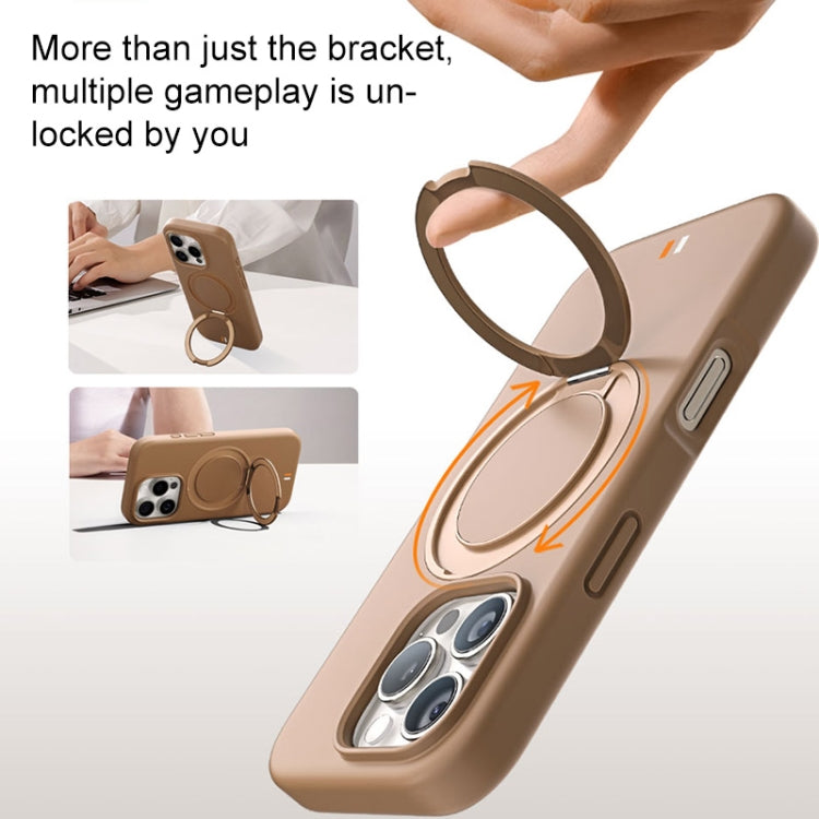 For iPhone 16 Pro TGVIS GEEK Series MagSafe Silicone Phone Case with Rotating Holder(Bronze) - iPhone 16 Pro Cases by TGVIS | Online Shopping UK | buy2fix