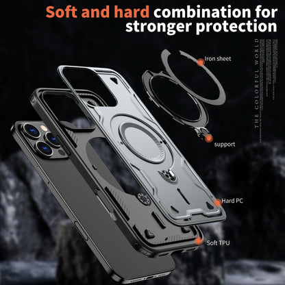 For iPhone 16 Pro Max PC Hybrid TPU Armor MagSafe Holder Phone Case(Grey) - iPhone 16 Pro Max Cases by buy2fix | Online Shopping UK | buy2fix