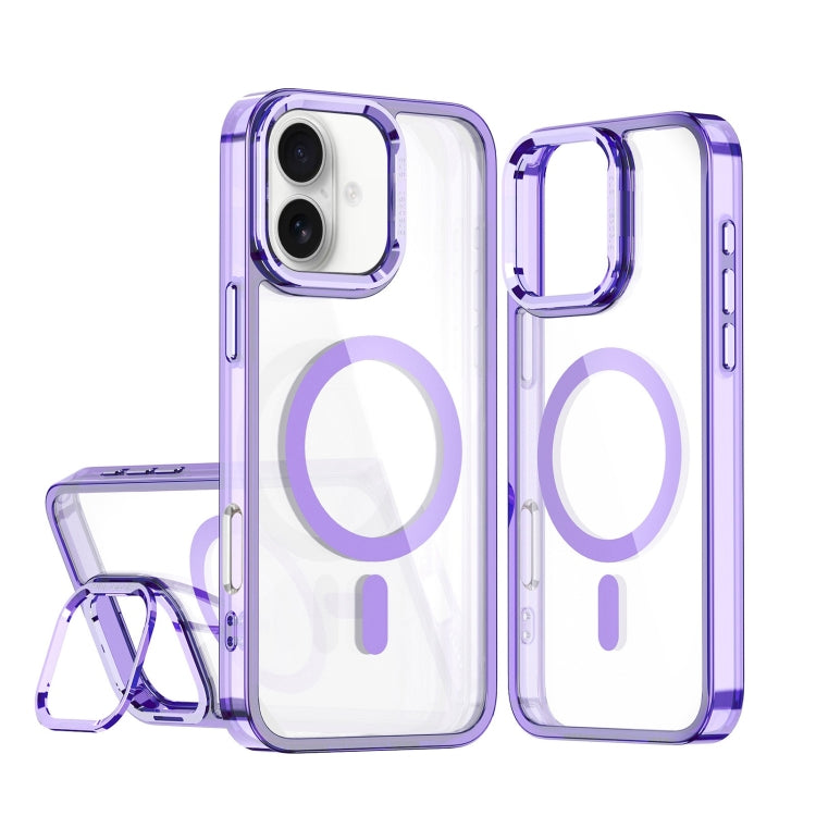 For iPhone 16 Acrylic Camera Holder MagSafe Magnetic Phone Case(Purple) - iPhone 16 Cases by buy2fix | Online Shopping UK | buy2fix