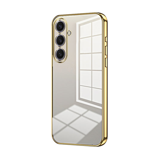 For Samsung Galaxy S25+ 5G Transparent Plating Fine Hole Phone Case(Gold) - Galaxy S25+ 5G Cases by buy2fix | Online Shopping UK | buy2fix