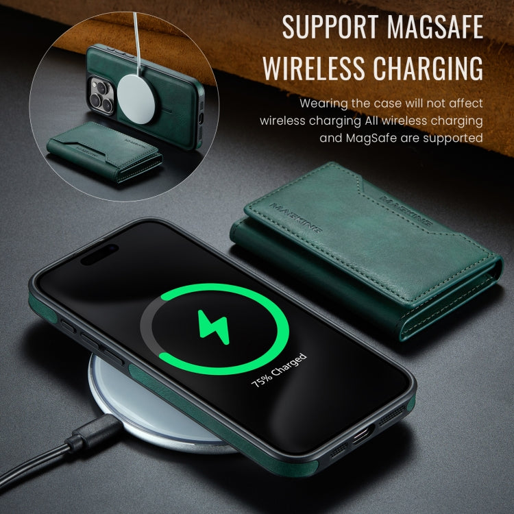 For iPhone 15 Pro Max DG.MING MAGKING-K2 Series MagSafe RFID Card Bag Detachable Phone Case(Green) - iPhone 15 Pro Max Cases by DG.MING | Online Shopping UK | buy2fix